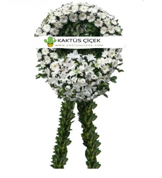 BEYAZ ÇİÇEKLERLE CENAZE ÇELENGİ 